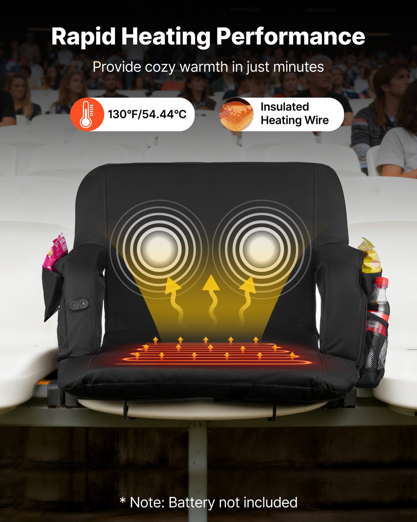 Heated Stadium Seat with Back Support