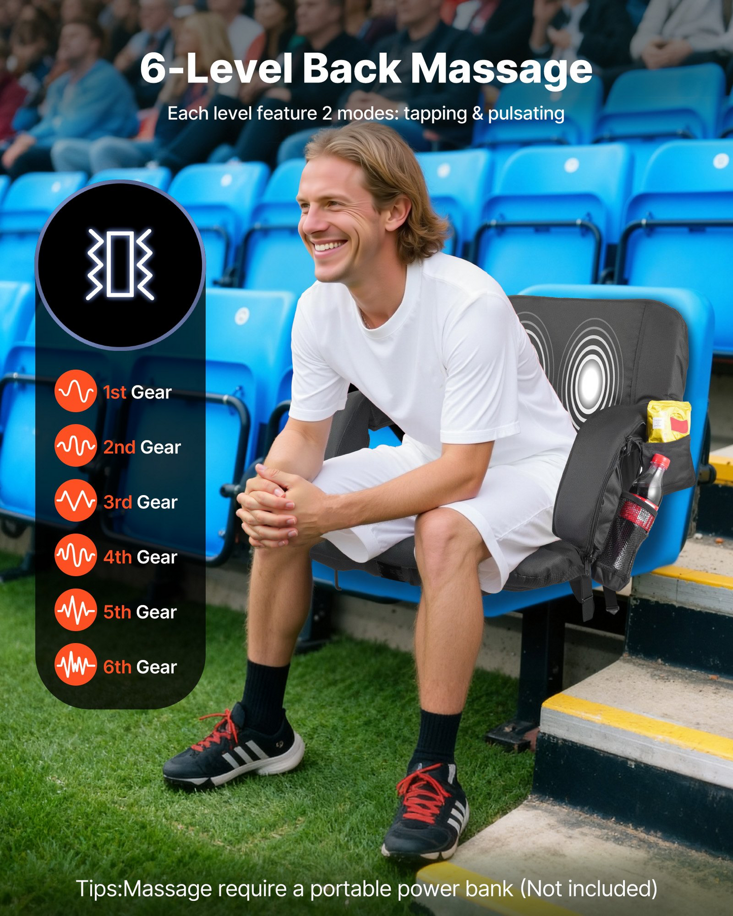 Heated Stadium Seat with Back Support